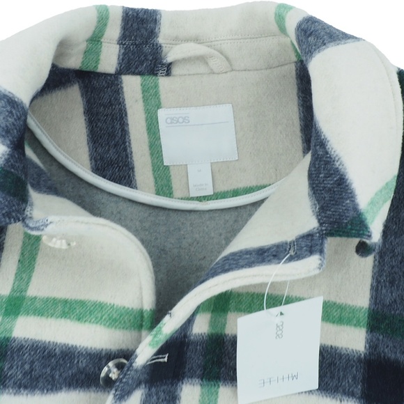 ASOS Men's WHITE Wool Mix Coat in Check - Picture 8 of 9